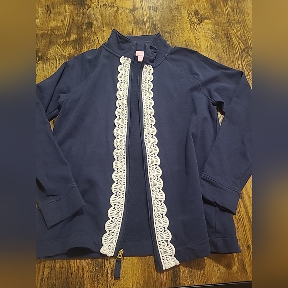 Lilly Pulitzer Girls Size XL (12-14) Blue Jacket Lace Accents - Picture 8 of 10